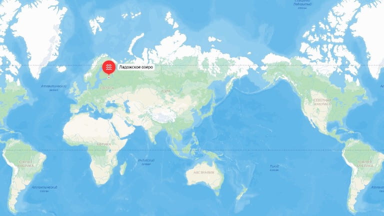 Ладожское озеро на карте мира