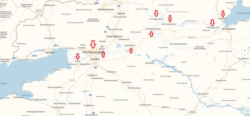 Ростов-на-Дону, уловистые места для ловли рыбы на карте
