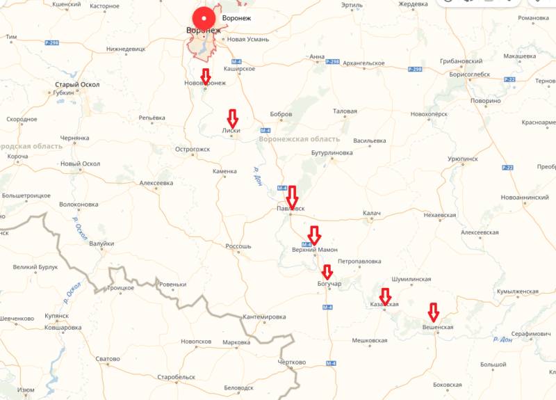 Места клёва уловистые в Воронежской области на карте